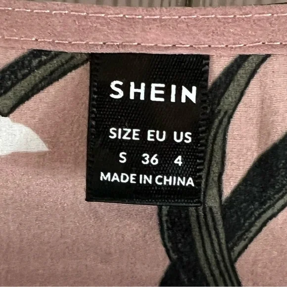 Shein Floral Wrap V-Neck Flare Dress - Picture 3 of 4